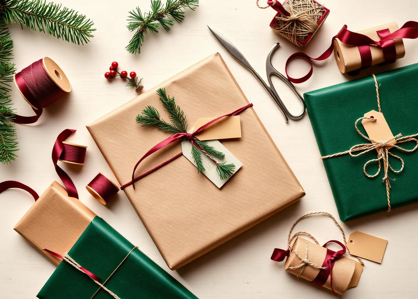 Complete Christmas wrapping bundle with papers, ribbons and tags